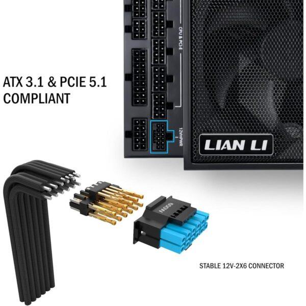 Lian Li Edge 850W 80+ Platinum Full Modular ATX 3.1 Power Supply – Dual Chamber, PCIE 5.1, Black & White - Image 3