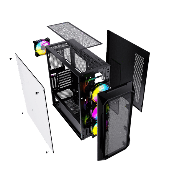 Thunder SCAR TGS V36 Gaming ATX Case – Tempered Glass, RGB Fans - Black - Image 2