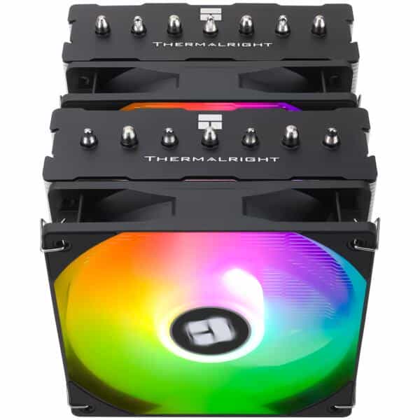 Thermalright TR-120 Phantom Spirit SE ARGB Black CPU Air Cooler with dual 120mm fans and dynamic ARGB lighting.