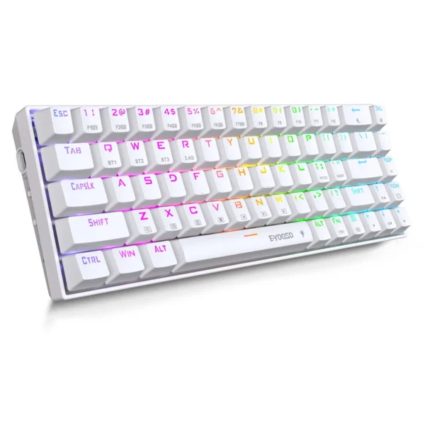 E-Yooso Z-686 68 Keys Mechanical Keyboard | Tri-Mode BT, 2.4G, RGB, Hot-Swappable – White - Image 2